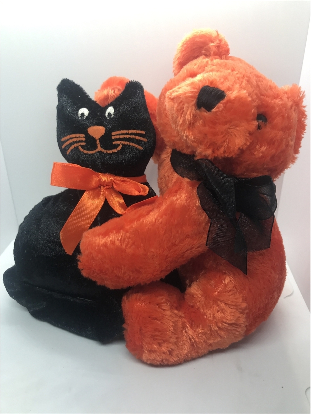 Dan Dee Halloween Black Cat Orange Bear Attatched Plush 6” Stuffed Animal Toy